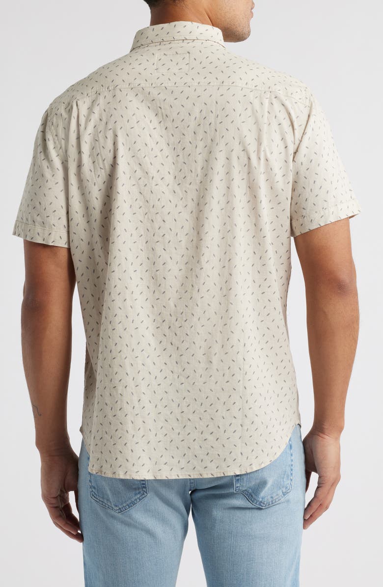 Rails Carson Short Sleeve Stretch Linen Blend Button-Up Shirt, Alternate, color, Petite Fronds Hummus