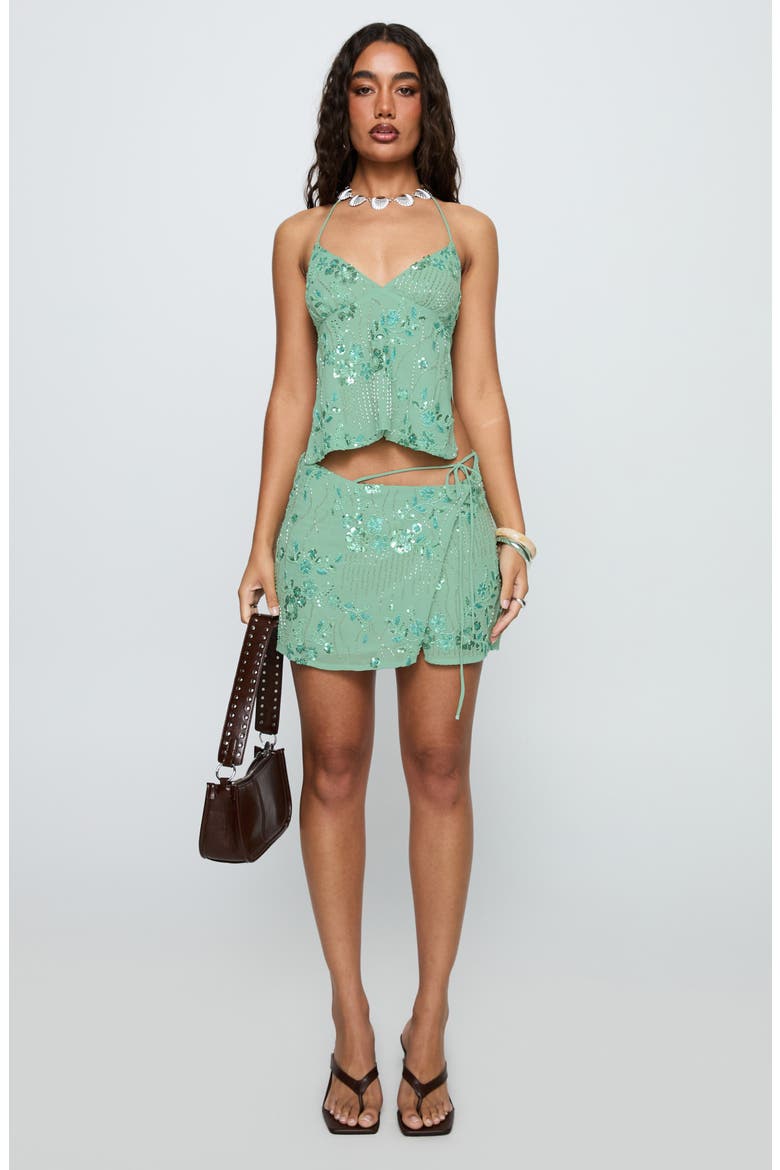 What a Coincidence Sequin Beaded Open Back Halter Top, Alternate, color, TEAL