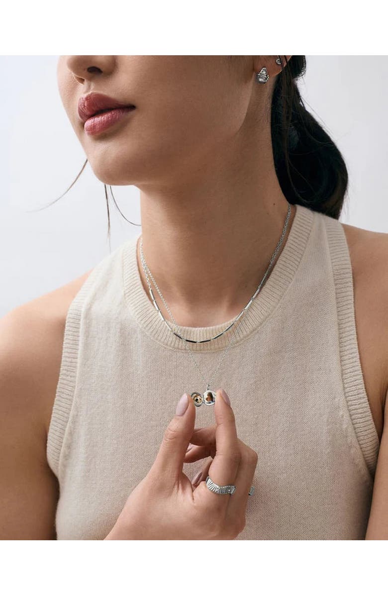 Astley Clarke Silver Tiny Star Mini biography locket, Alternate, color, Silver