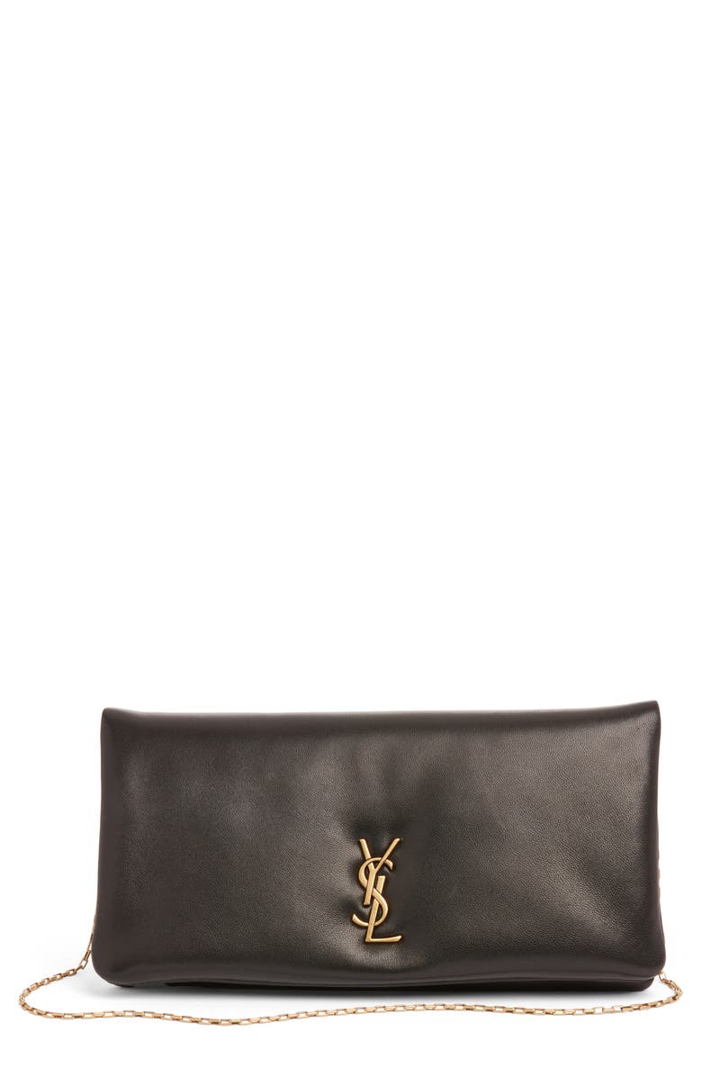 Saint Laurent Small Calypso Leather Wallet on a Chain, Main, color,