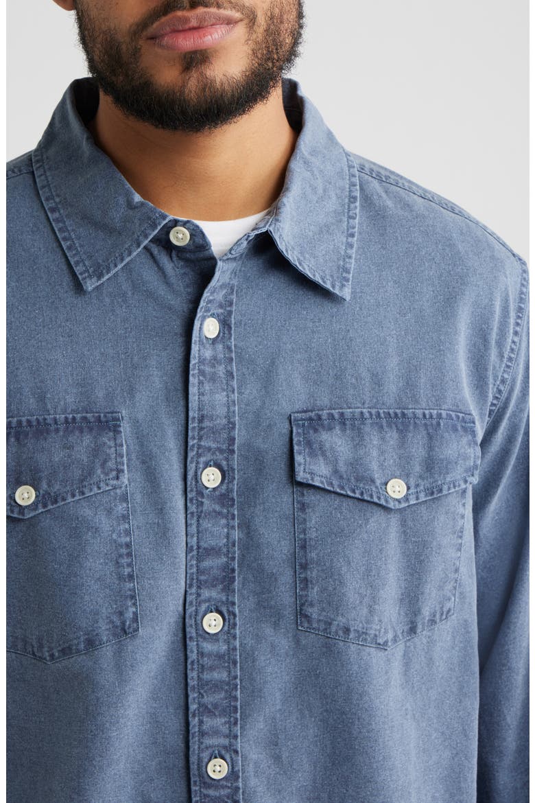Pigment Dye Canvas Button-Up Shirt, Alternate, color, NAVY