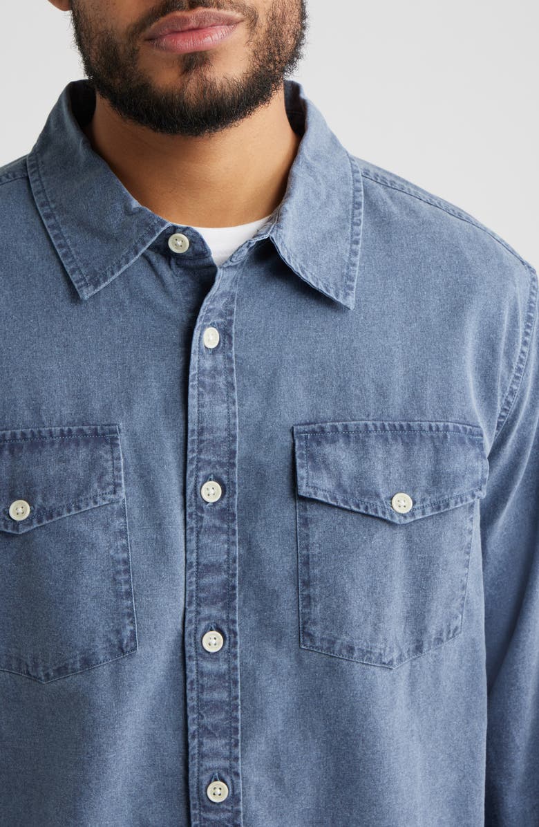 Corridor Pigment Dye Canvas Button-Up Shirt, Alternate, color, Navy