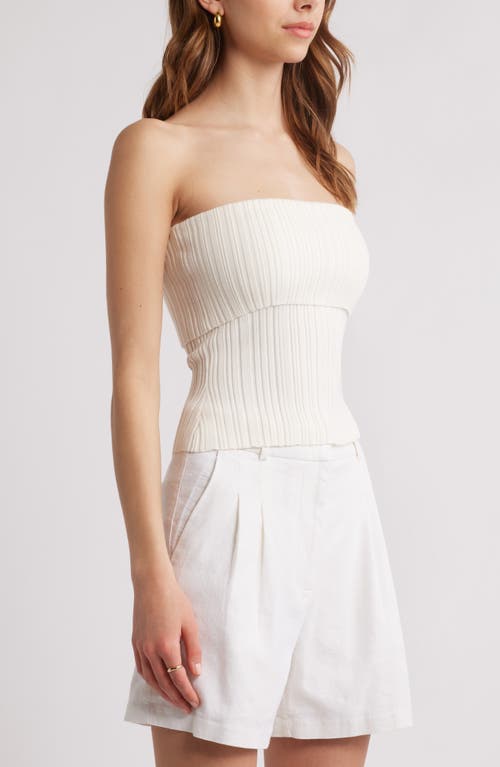 Open Edit Rib Tube Top In Ivory Cloud