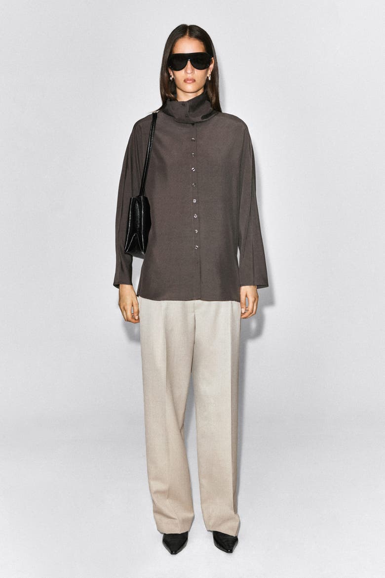 Pleated Wool-Blend Straight-Leg Pants, Alternate, color, LIGHT BEIGE
