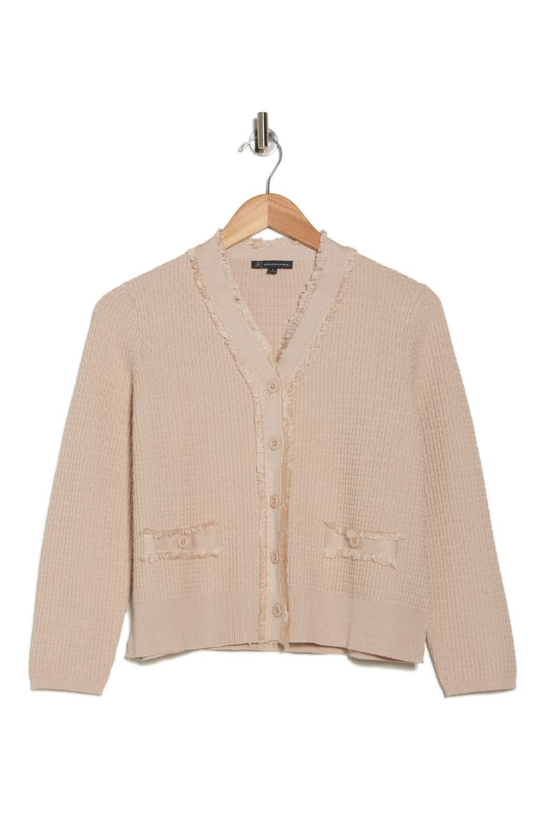 Frayed Waffle Knit Cardigan, Alternate, color, CHAMPAGNE BLUSH