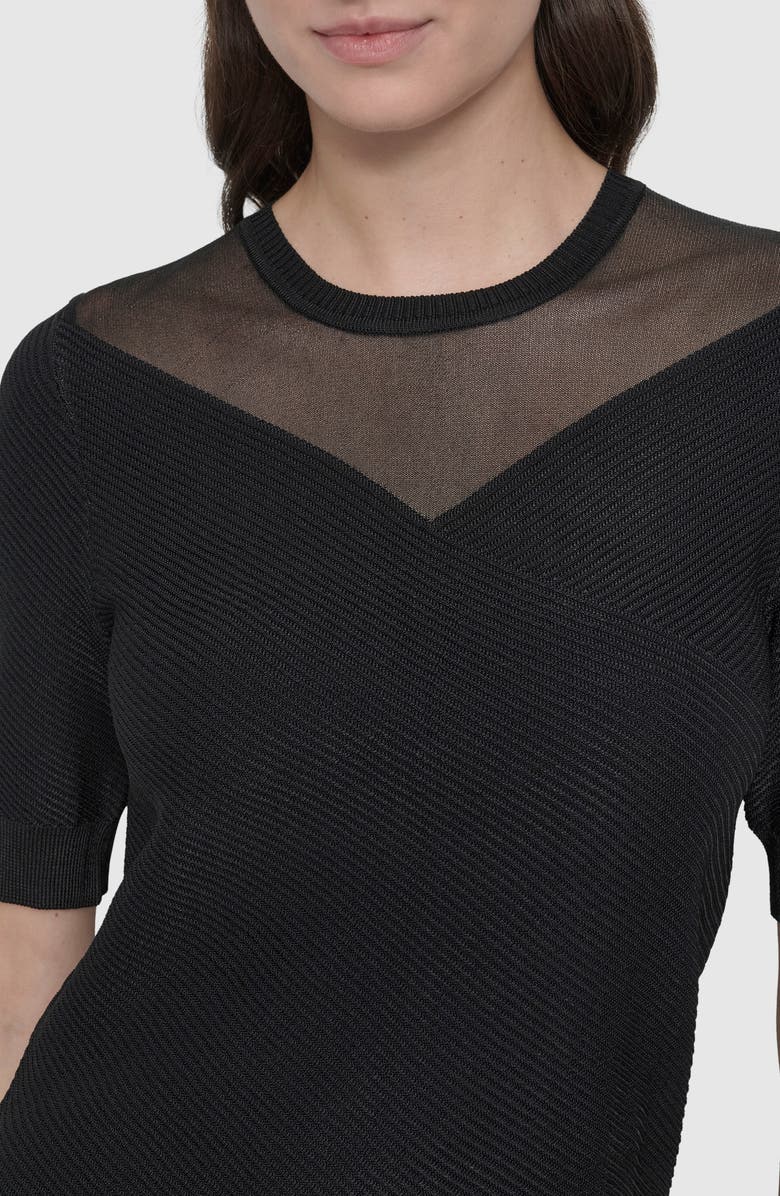 DKNY Illusion Neck Short Sleeve Sweater, Alternate, color, 