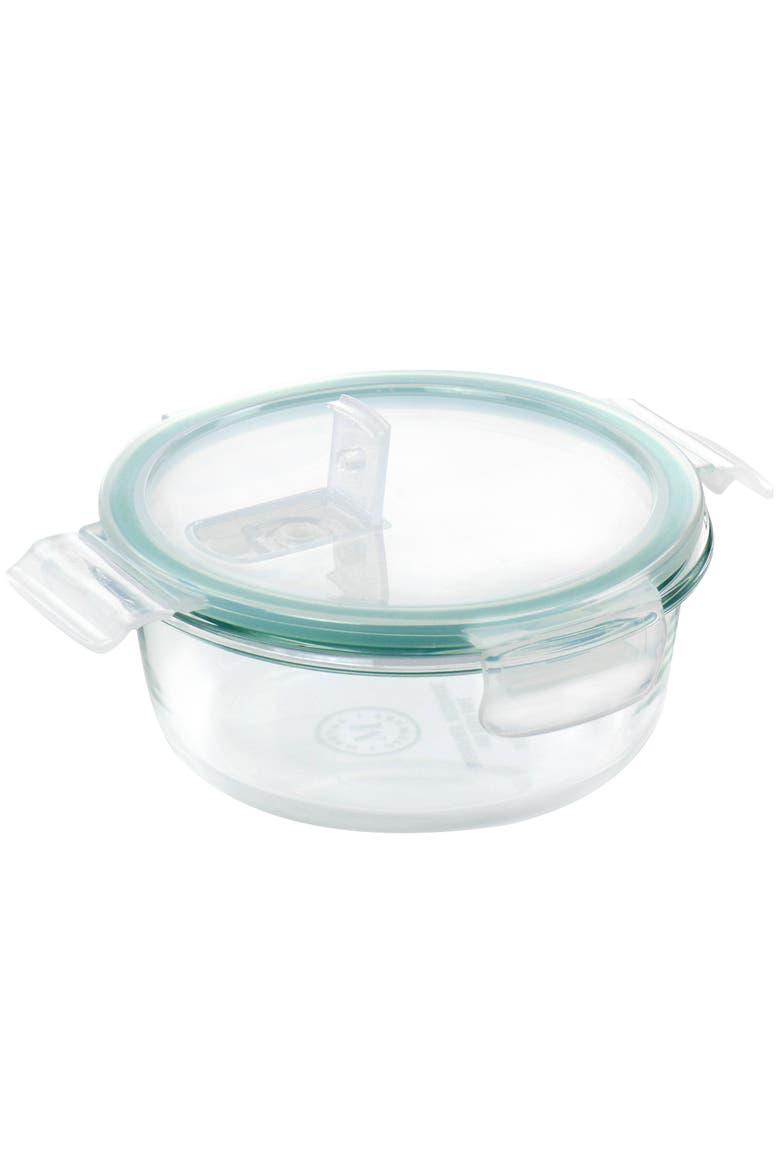 6 Piece Round Glass Storage Containers with Leak Proof Lids, Alternate, color, Clear