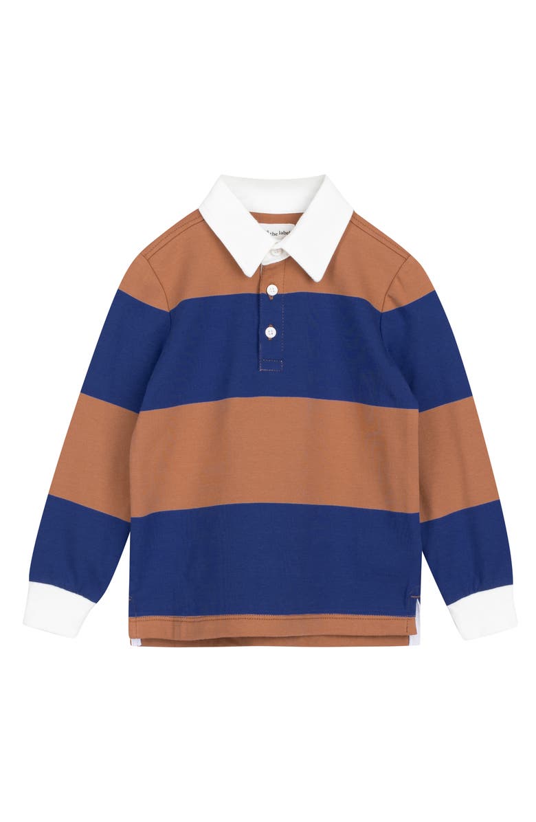 MILES THE LABEL Kids' Stripe Cotton Rugby Shirt, Main, color, Blue Royal