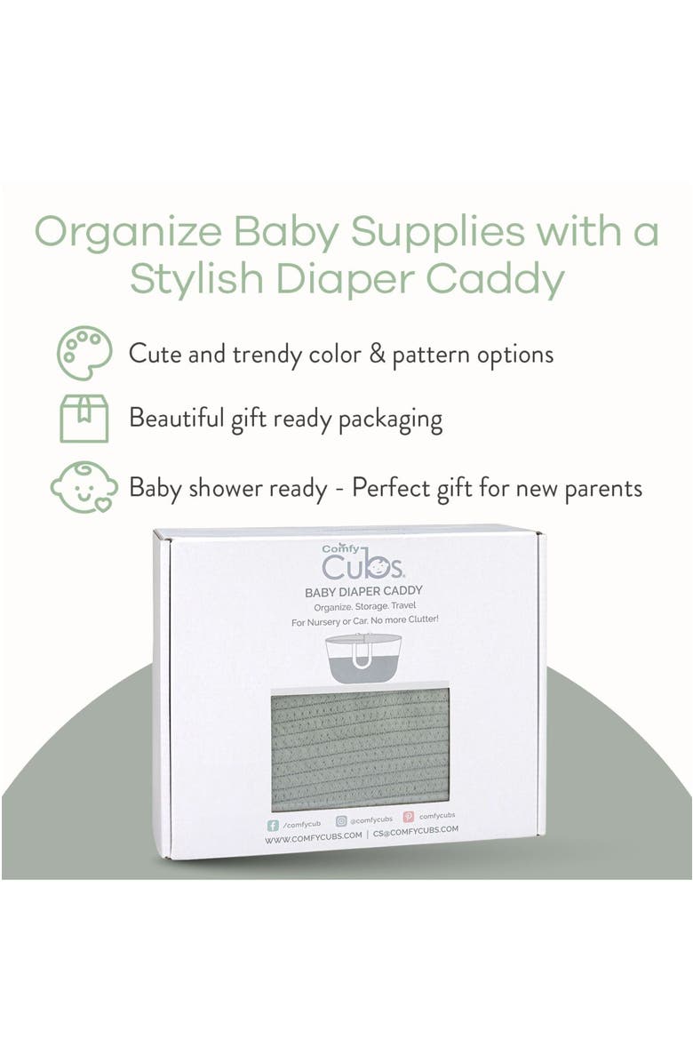 Comfy Cubs Rope Diaper Caddy, Alternate, color, Sage