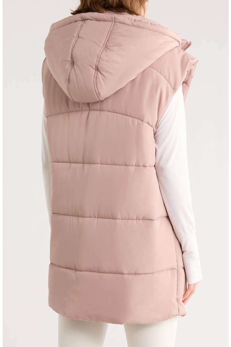 Hooded Long Quilted Vest, Alternate, color, PINK FAWN
