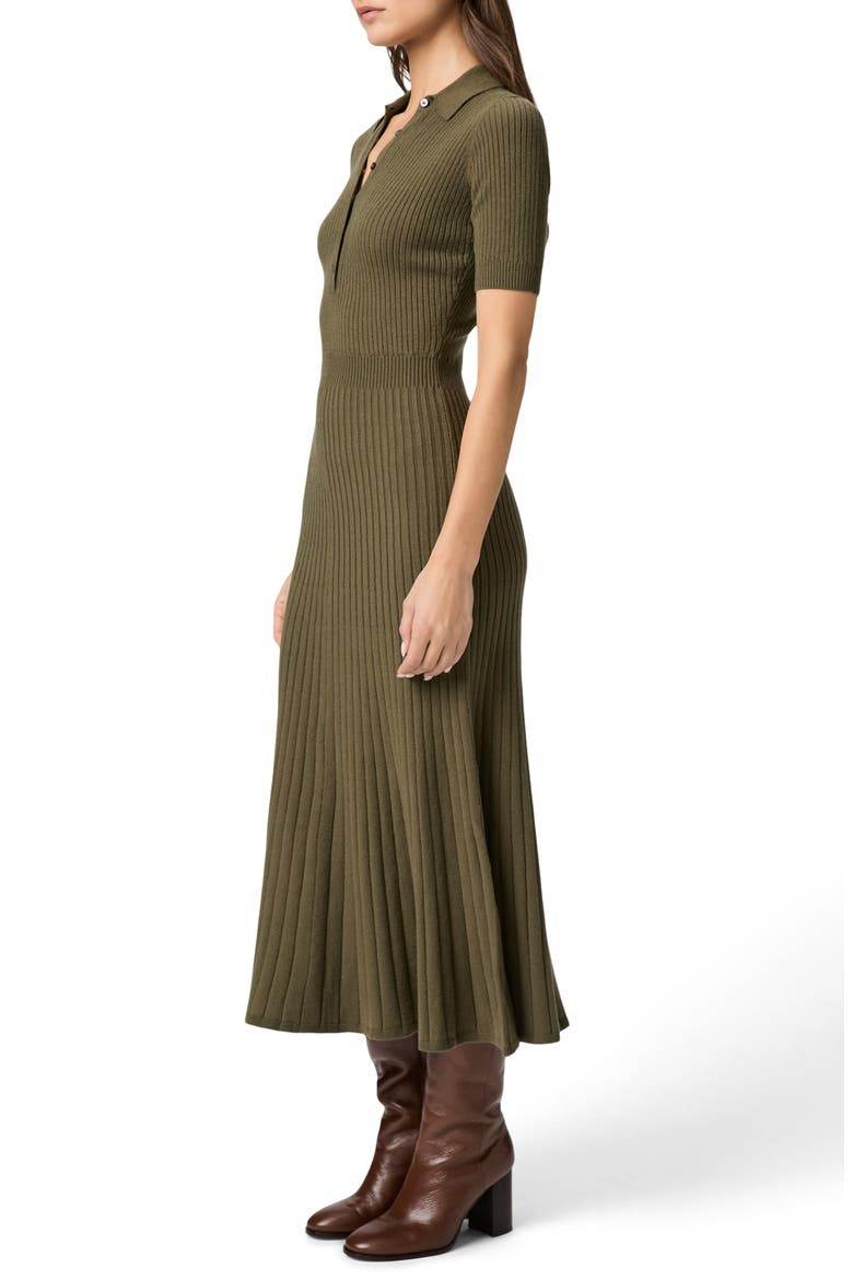 Mathilda Rib Midi Shirtdress, Alternate, color, OLIVE