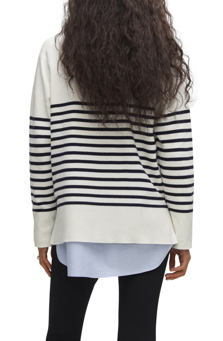 MANGO Stripe Oversize V-Neck Sweater, Alternate, color, 