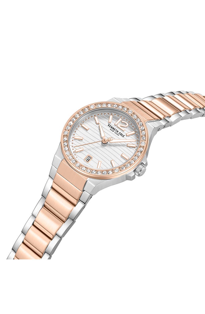 Kenneth Cole New York Glenville Two-Tone Bracelet Watch, 32mm, Alternate, color, White/ Two Tone