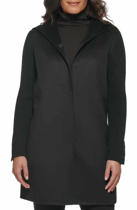 Kenneth Cole New York Double Face Wool Blend Hooded Coat