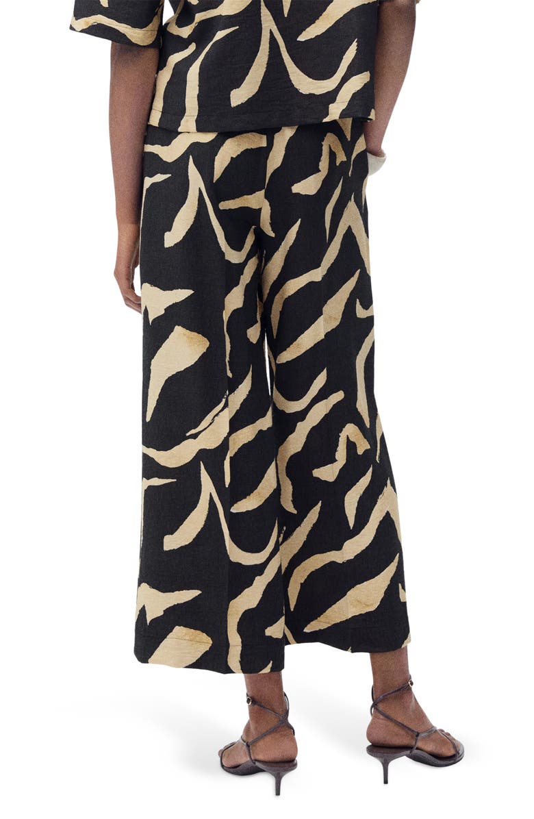 MANGO Printed Straight Leg Pants, Alternate, color, Black