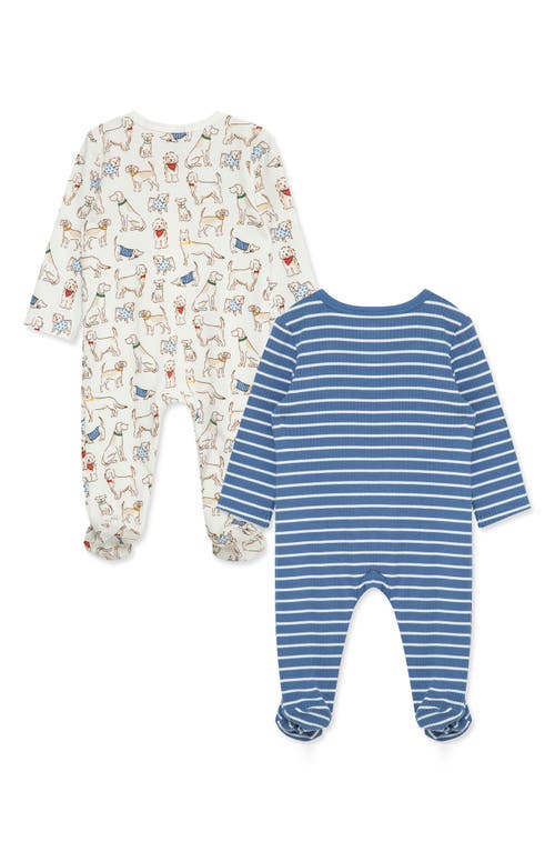 Little Me Pup Parade 2-pack Assorted Footies In Blue
