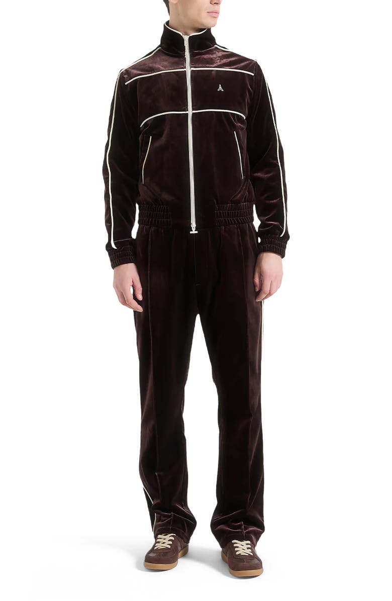 Manière De Voir Eiffel Velour Track Jacket, Alternate, color, Brown
