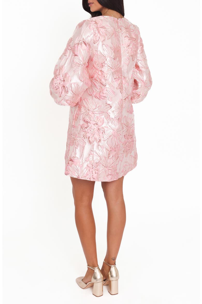 Treloar Balloon Sleeve Metallic Jacquard Minidress, Alternate, color, PINK BROCADE