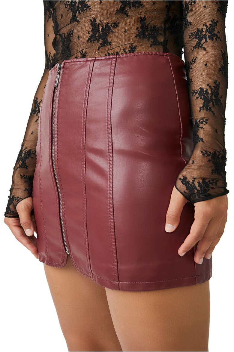 Layla Faux Leather Miniskirt, Alternate, color, WILD GARNET