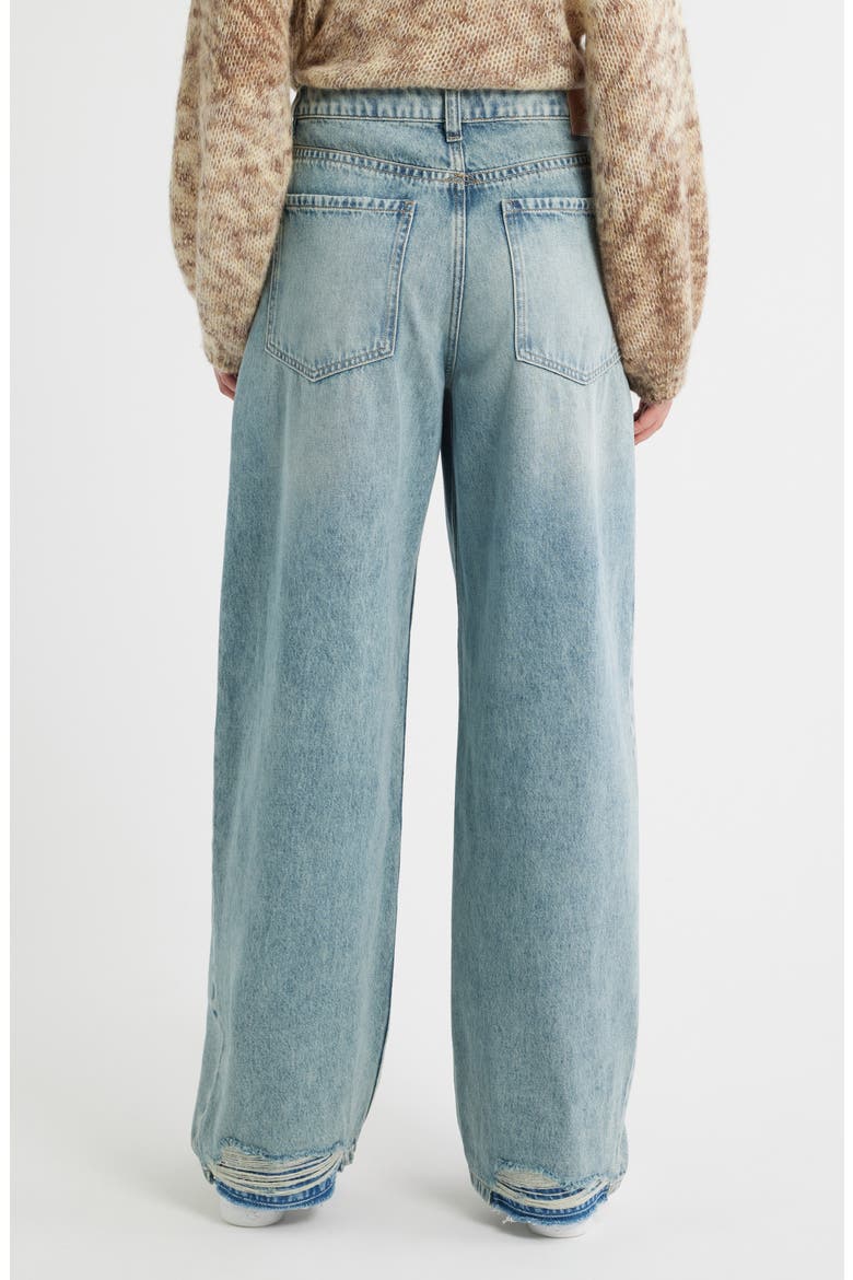 High Waist Slouchy Pleated Jeans, Alternate, color, MED BU