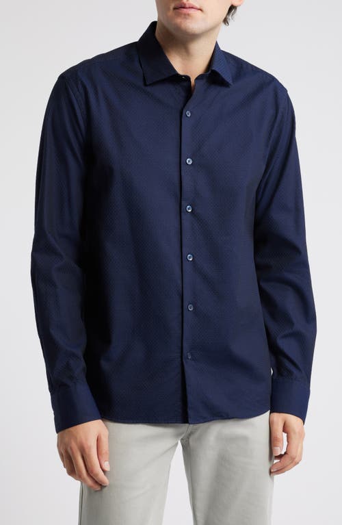 Robert Barakett Matthew Textured Button-Up Shirt in Navy 