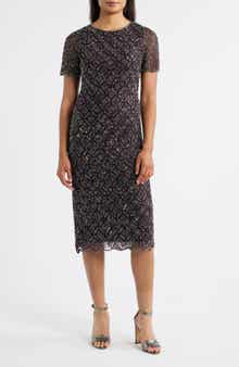 Pisarro Nights Beaded Midi Cocktail Dress