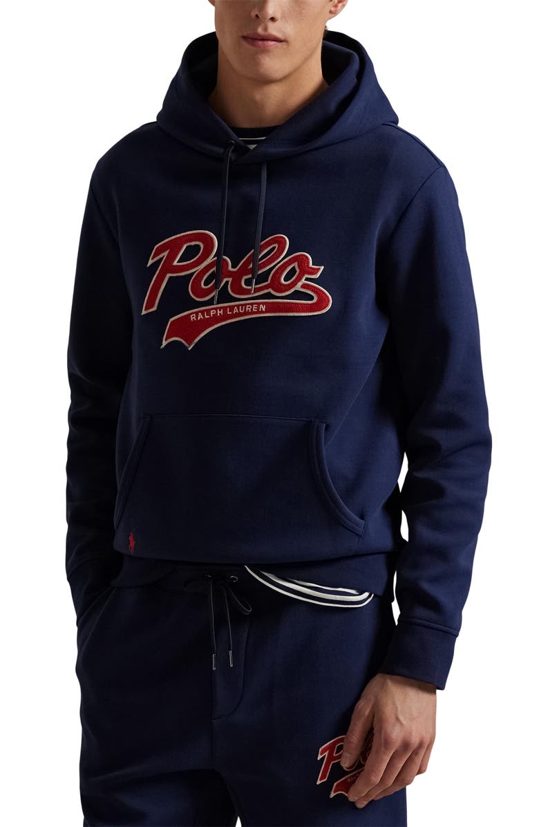 Polo Ralph Lauren Logo Appliqué Hoodie, Main, color, Cruise Navy