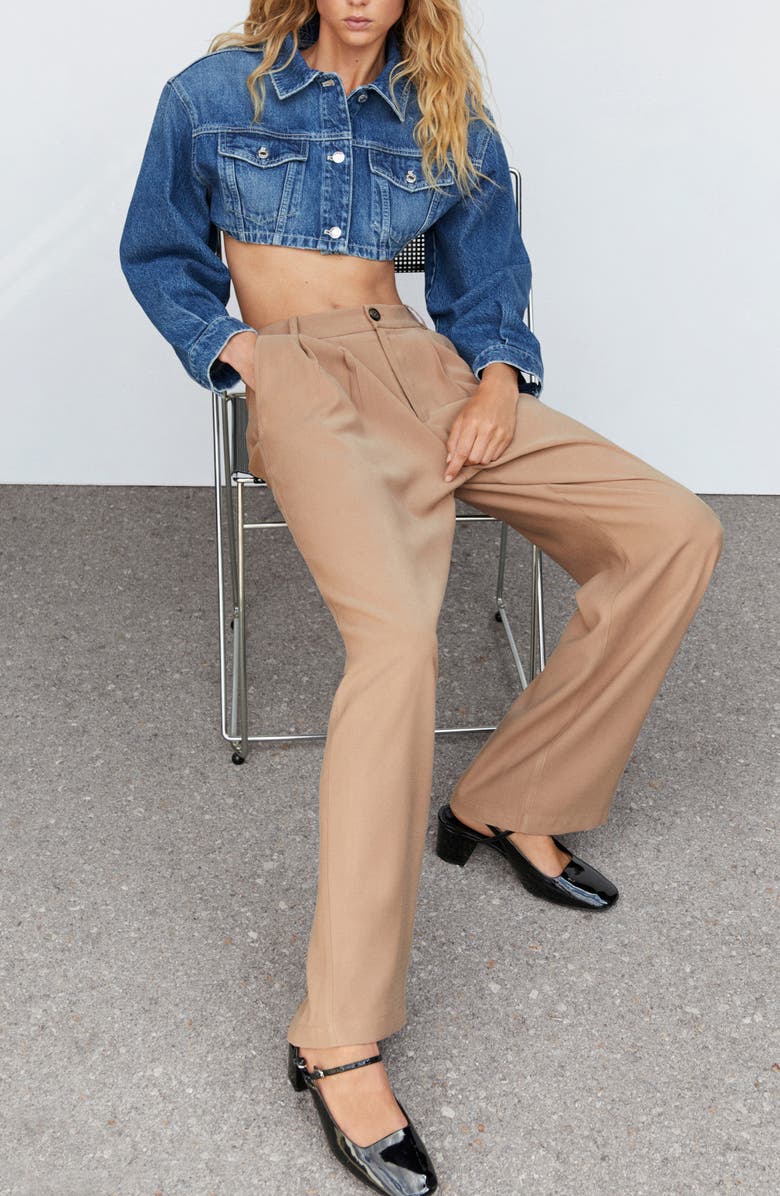 MANGO Pleated Wide Leg Pants, Alternate, color,