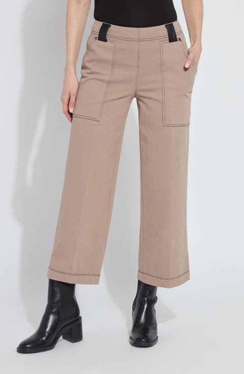 Valerie Crop Wide Leg Knit Jeans (Timeless Taupe)