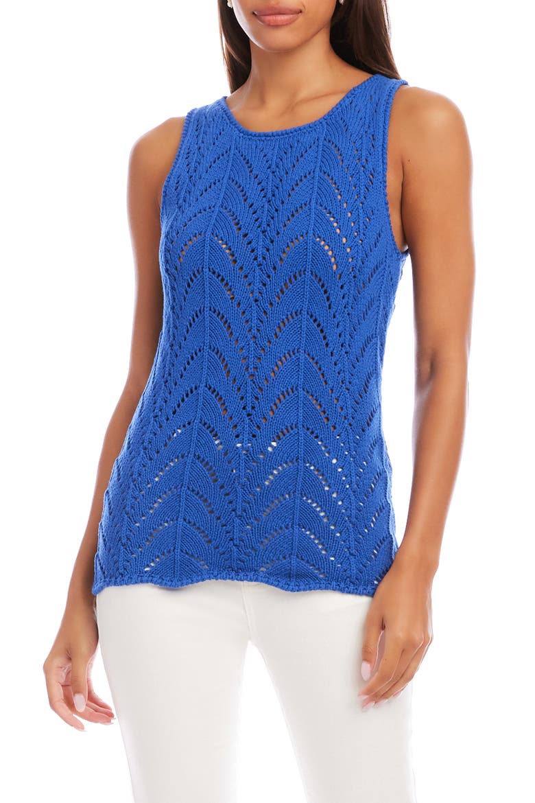 Pointelle Cotton Sweater Tank, Main, color, BLUE