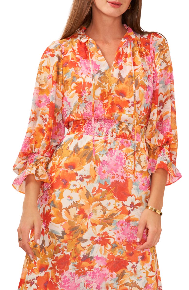 Vince Camuto Floral Smocked Waist Maxi Dress, Alternate, color, 