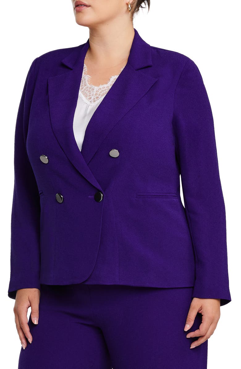 Estelle Clever Double Breasted Blazer, Alternate, color, Ultraviolet