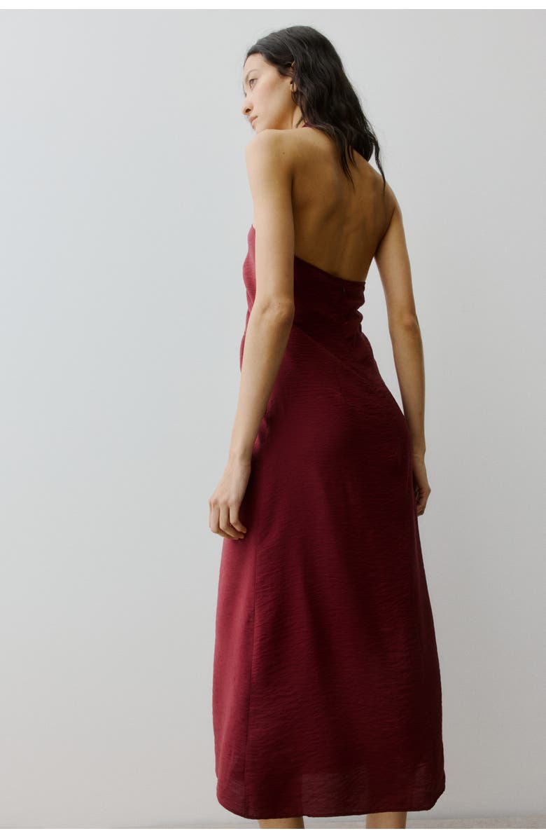 H&M Satin Halterneck Dress, Alternate, color, Burgundy