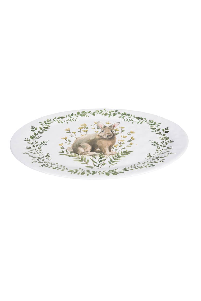 Little Garden Easter Bunny Dinnerware Serving Platter 20.5", Alternate, color, Green