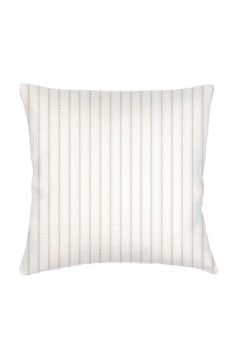 Anaya French Stripe Linen Pillow with Down Alternative Insert, Main, color, Beige