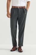 Brunello Cucinelli Virgin wool flannel trousers with pleat