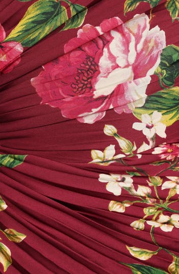 Kleo Floral Pleated One-Shoulder Satin Cocktail Dress