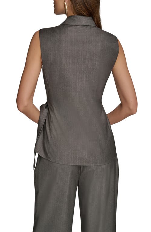 Donna Karan New York Pinstripe Wrap Vest In Gray