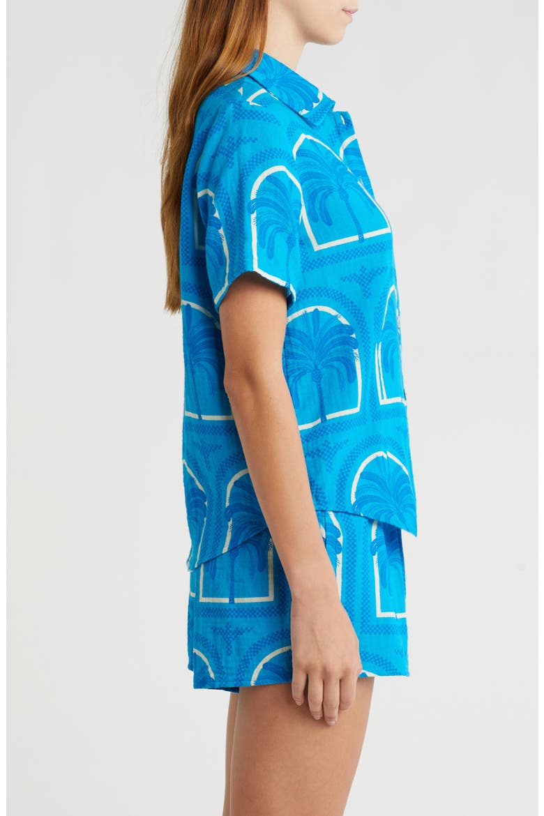 Print Cotton Short Pajamas, Alternate, color, RESORT PALMS