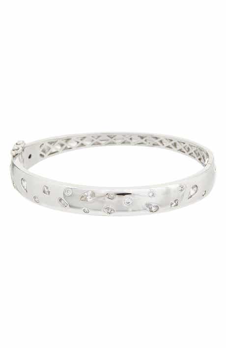 Juvell Cubic Zirconia Hinged Bangle Bracelet