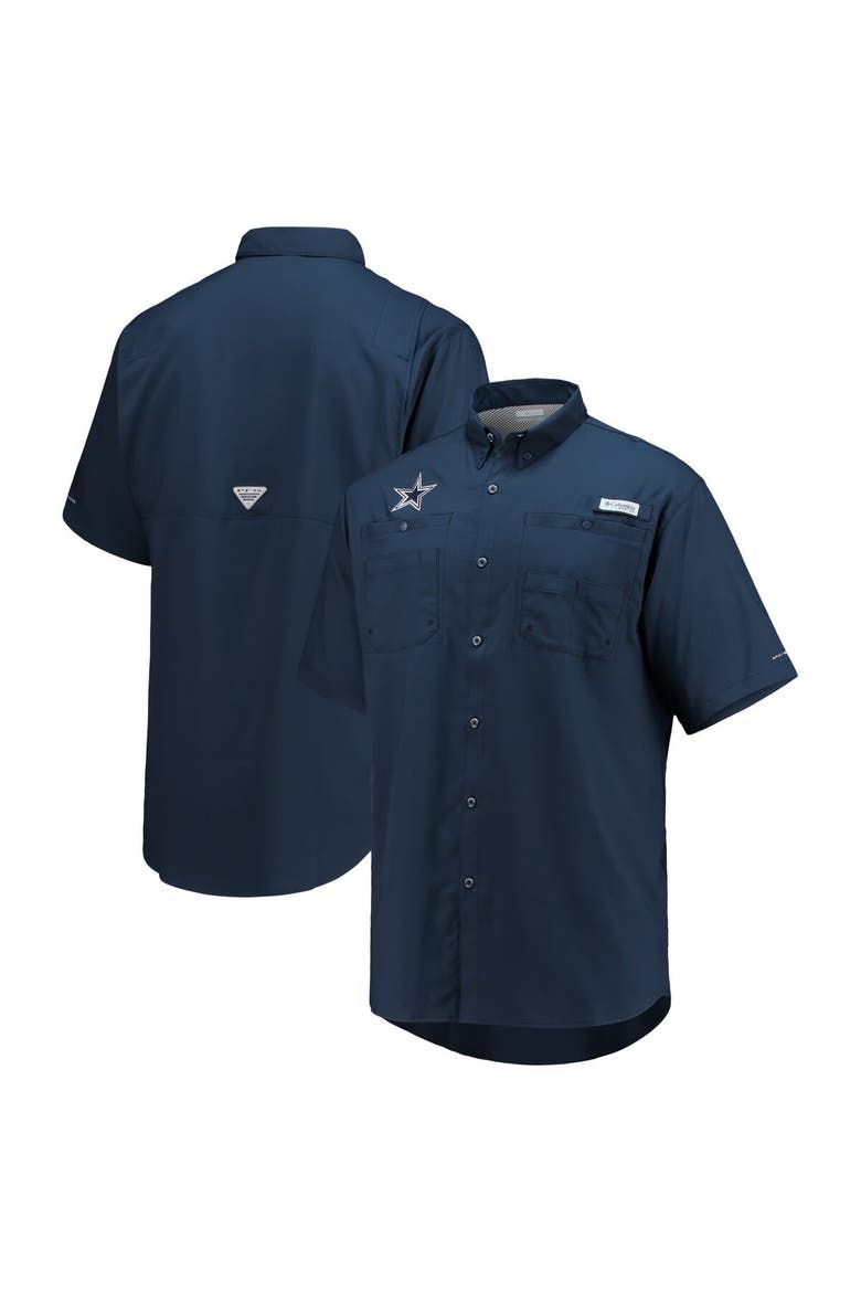 Men's Columbia Navy Dallas Cowboys Tamiami Omni-Shade Button-Down Short Sleeve Shirt, Main, color, Navy