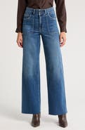 HIDDEN JEANS Raw Hem Patch Pocket High Waist Wide Leg Jeans