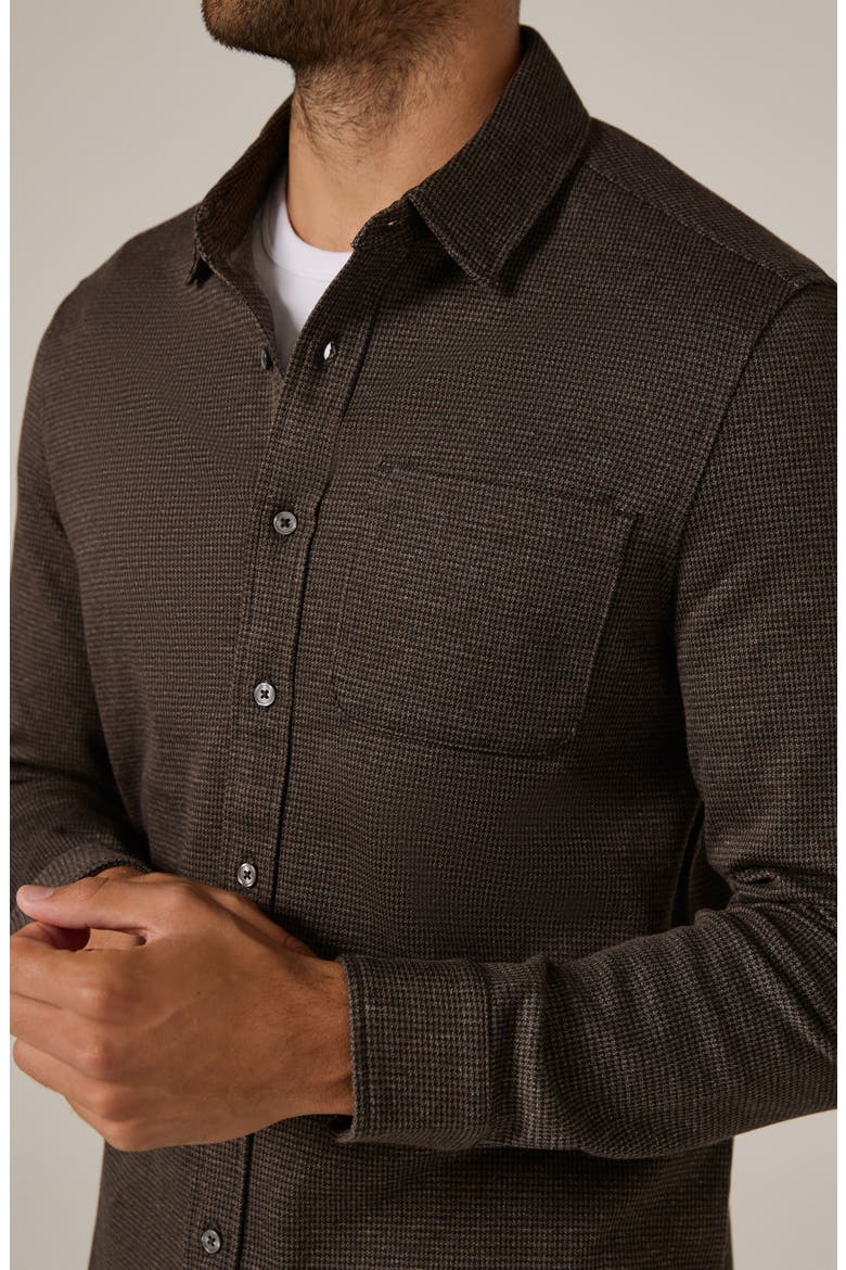Generation Houndstooth Knit Button-Up Shirt, Alternate, color, BROWN