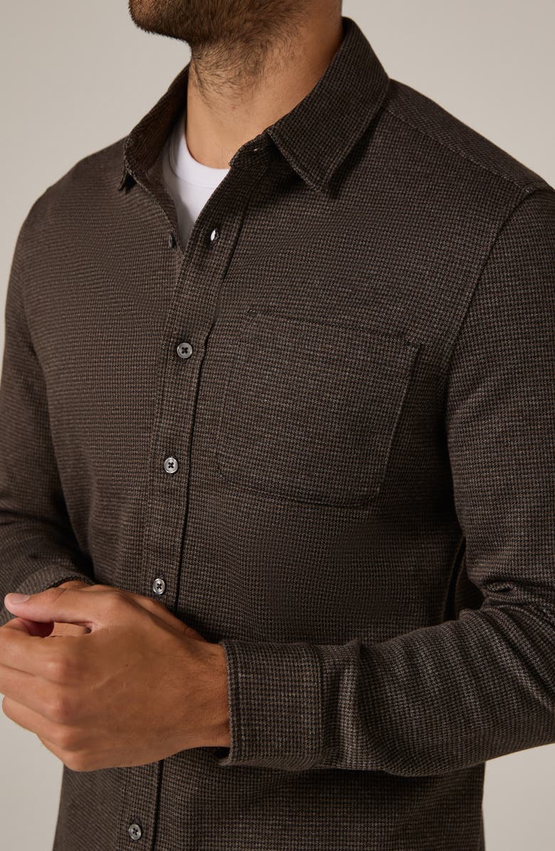 7 Diamonds Generation Houndstooth Knit Button-Up Shirt, Alternate, color, Brown