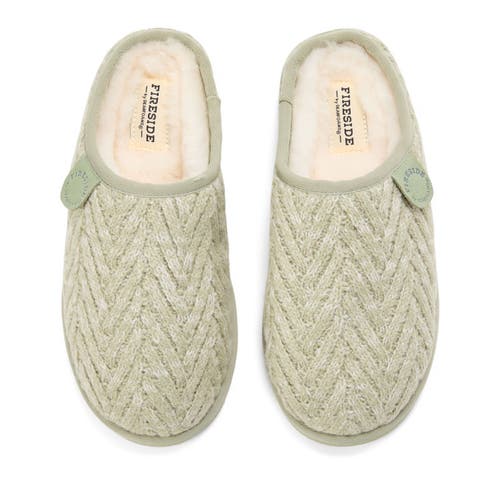 Dearfoams Fireside Greta Genuine Shearling Knit Clog Slipper In Green