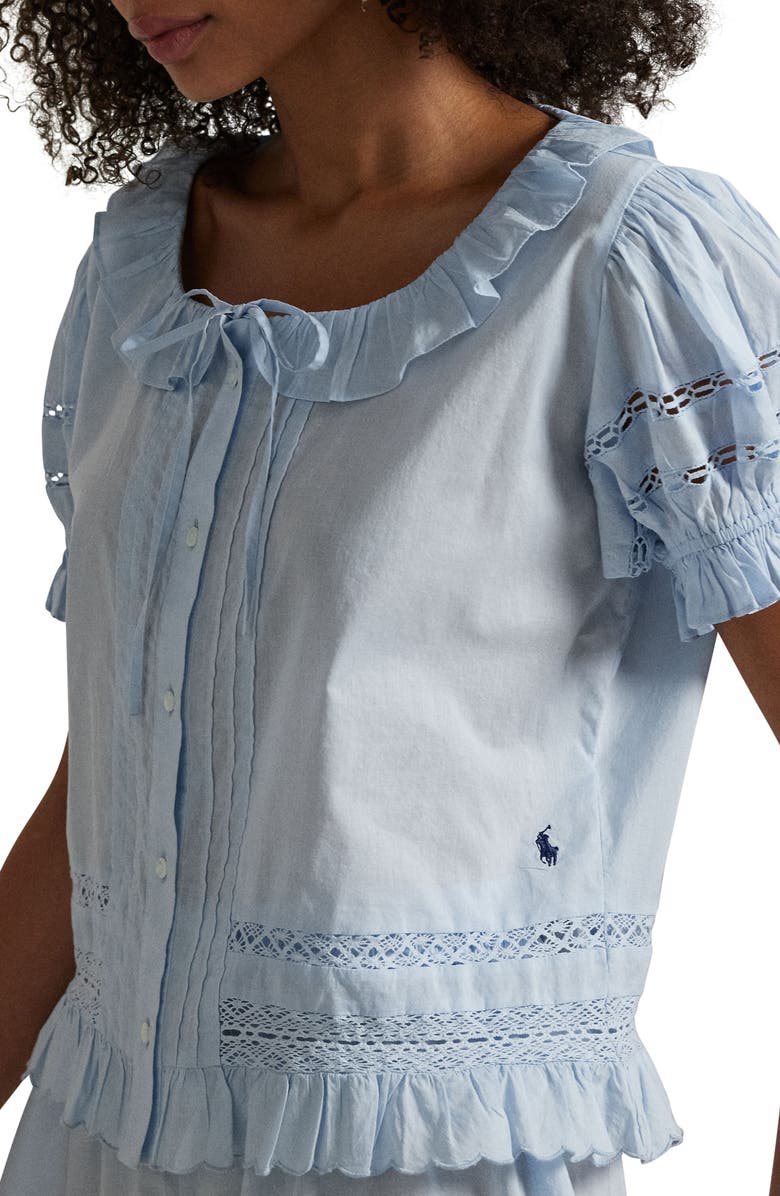 Polo Ralph Lauren Lace Detail Cotton Short Pajamas, Alternate, color,