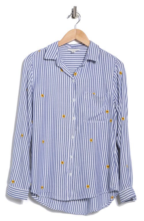 Beachlunchlounge Kaylee Heart Stripe Long Sleeve Button-up Shirt