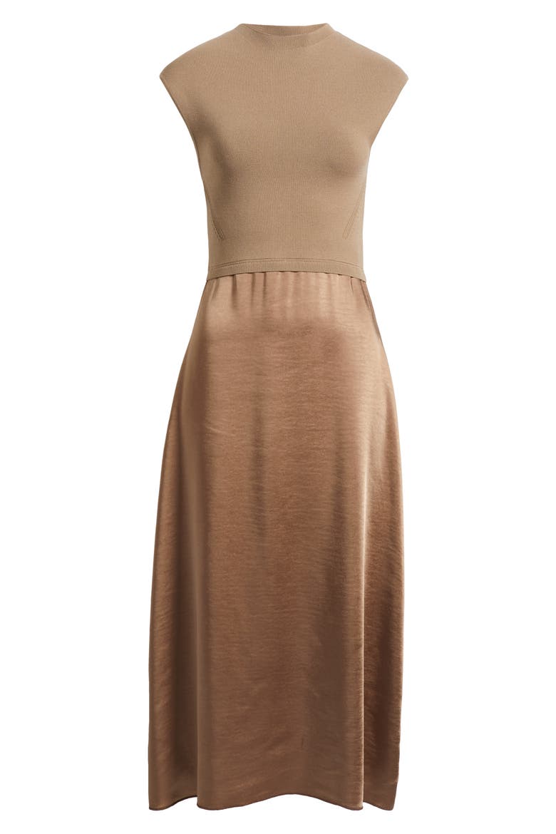 Ferdolini Mixed Media Midi Dress, Alternate, color, OPEN BRN