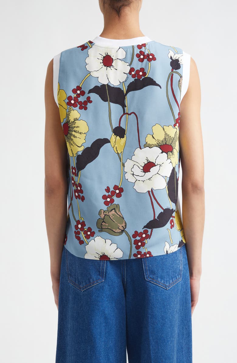 Marni Floral Back Cotton Tank, Alternate, color, 00W01lily White