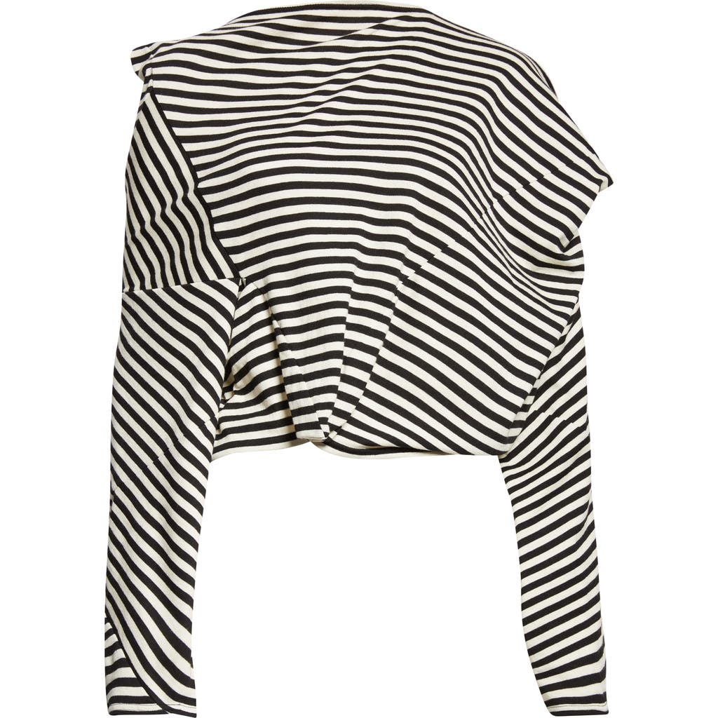 Junya Watanabe Stripe Cotton & Wool Jersey Crop Top In Multi